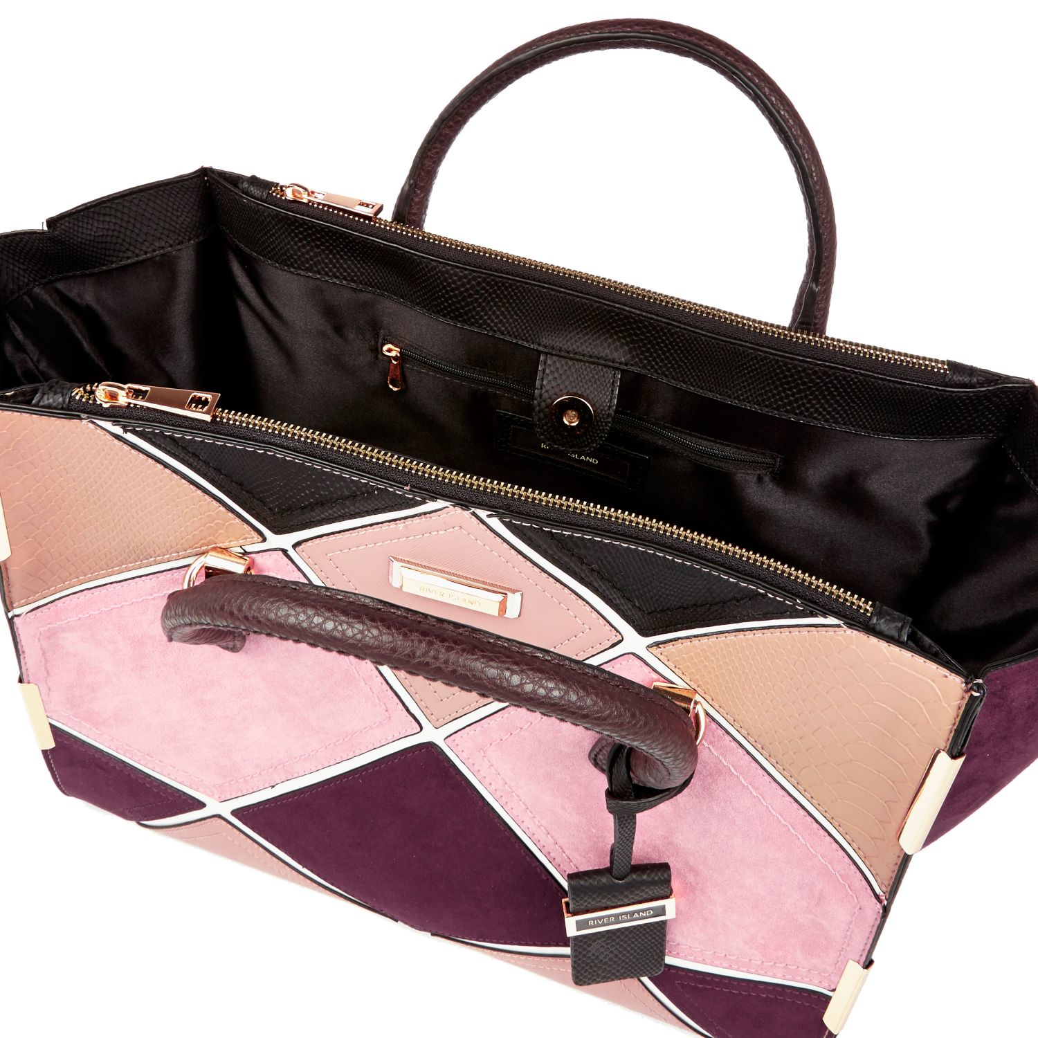 River Island Beige Patchwork Tote Handbag In Natural Lyst Gallery