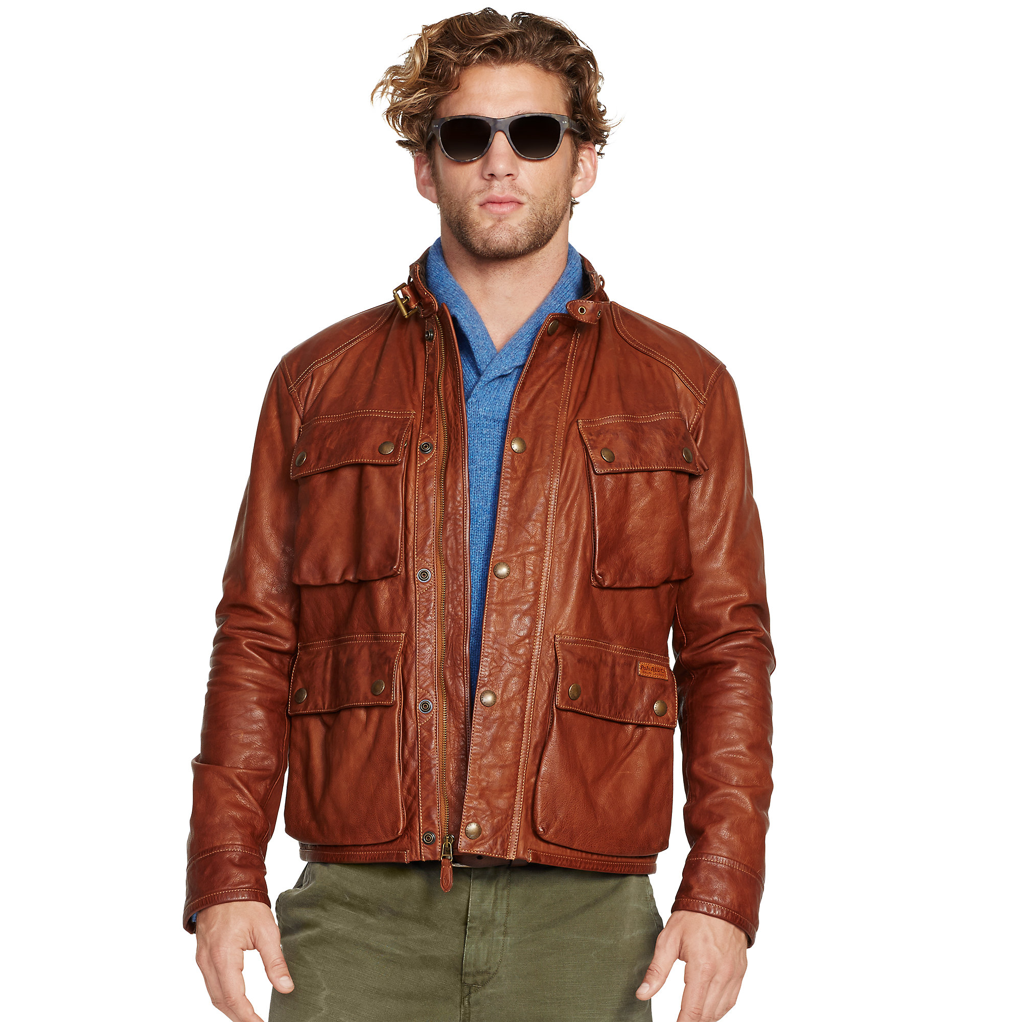 Ralph lauren Leather Southbury Bike Jacket in Brown for Men | Lyst