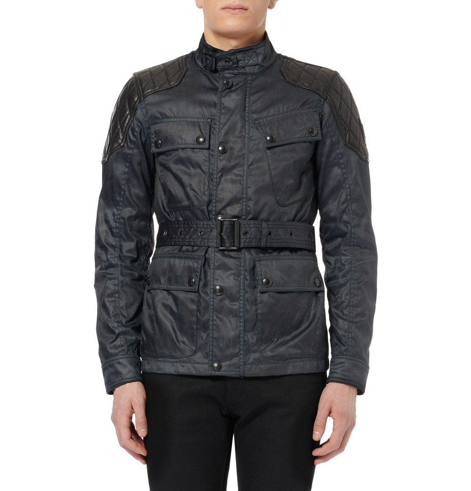 Belstaff Darlington Coatedtwill and Leather Jacket in Blue for Men - Lyst