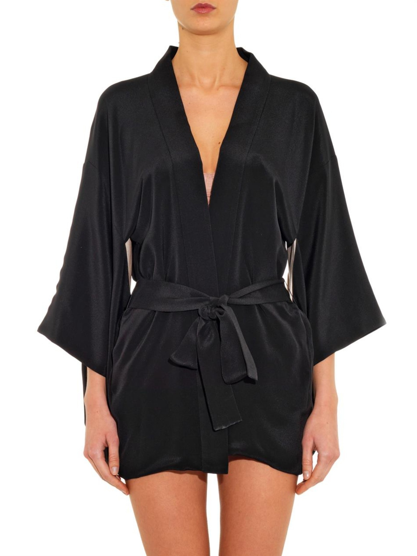 black silk kimono dress