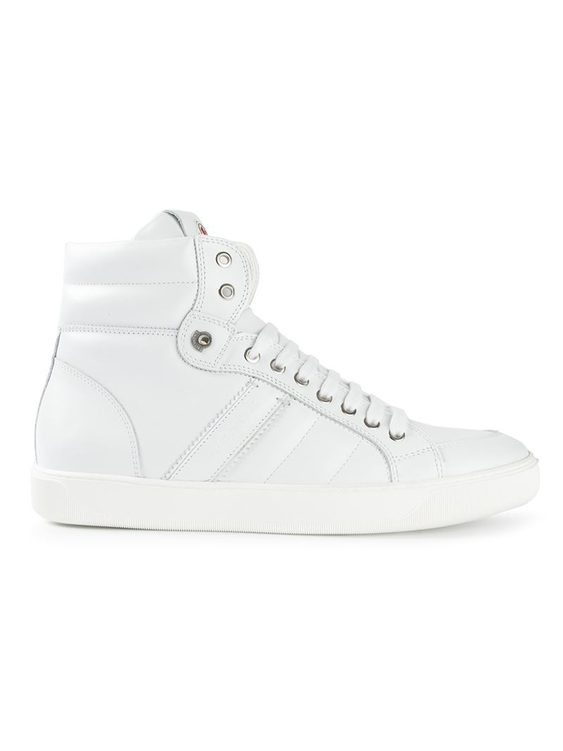 Moncler New Lyon Leather High-top Sneakers in White for Men | Lyst