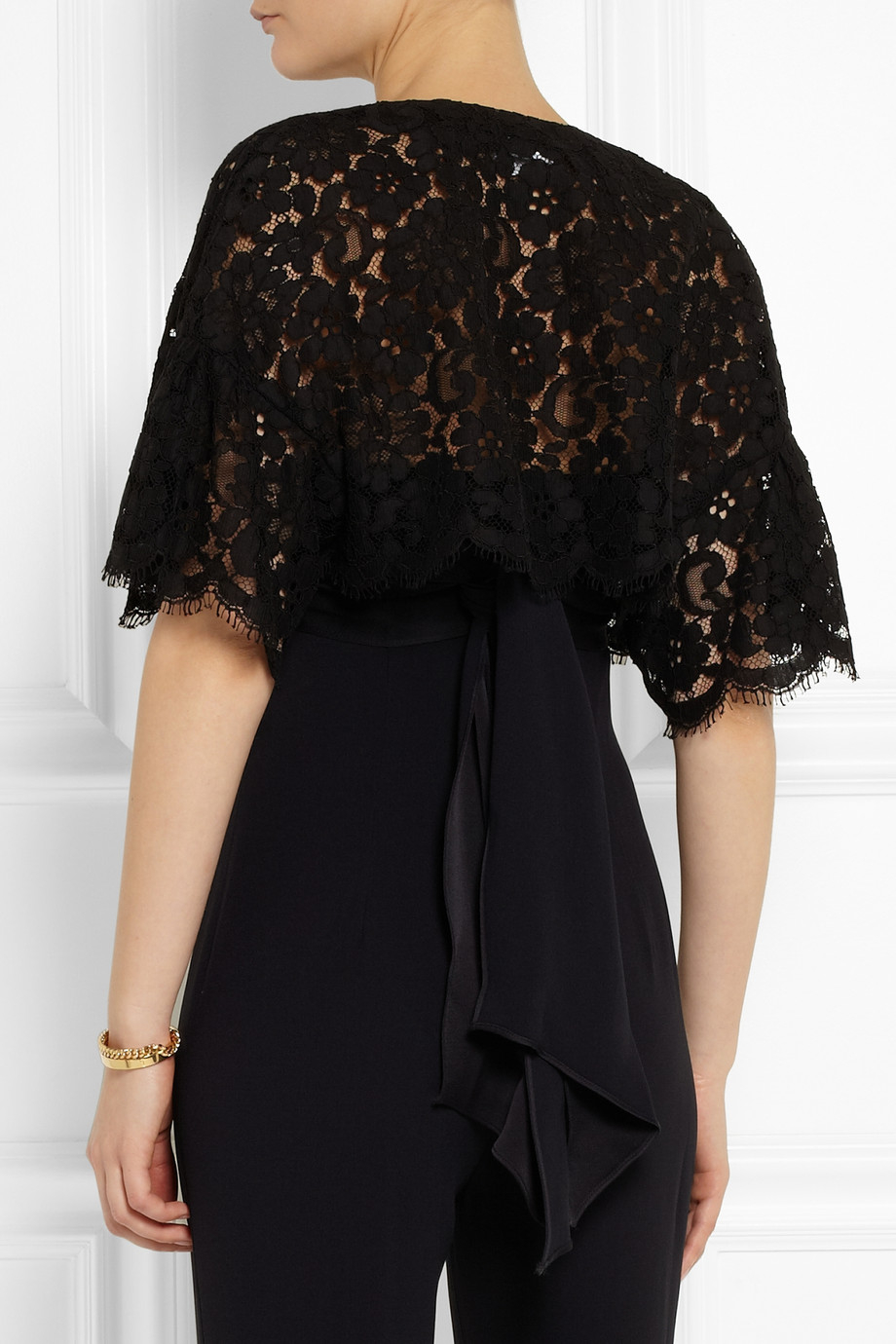 Lyst - Dolce & Gabbana Cropped Cottonblend Lace Jacket in Black