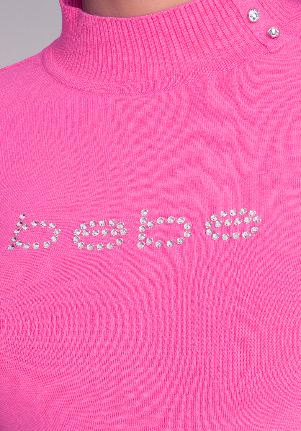 Bebe Mock Neck Keyhole Sweater in Pink - Lyst