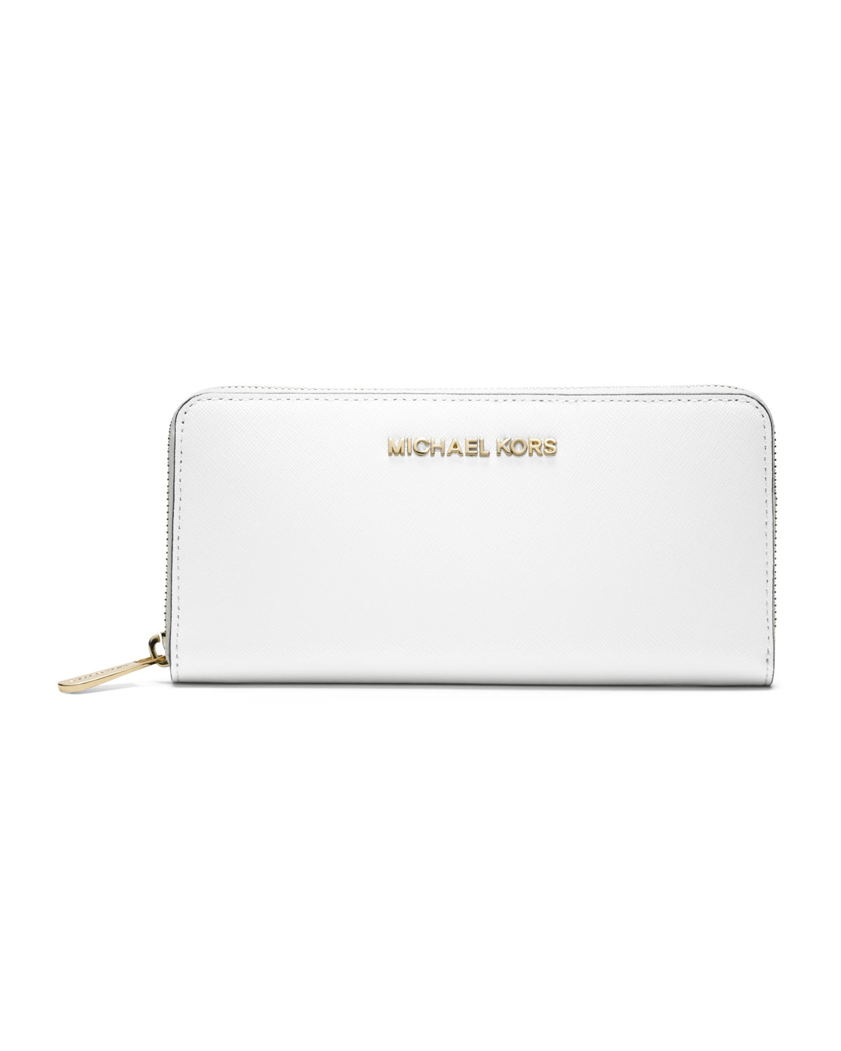 Michael kors Michael Jet Set Continental Saffiano Wallet in White | Lyst