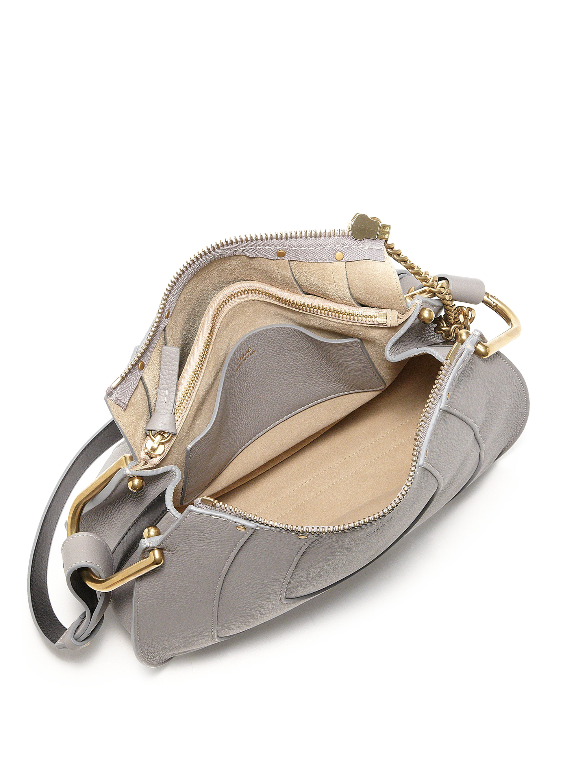 Chlo Hayley Small Leather Hobo Bag in Gray (cashmere grey) | Lyst