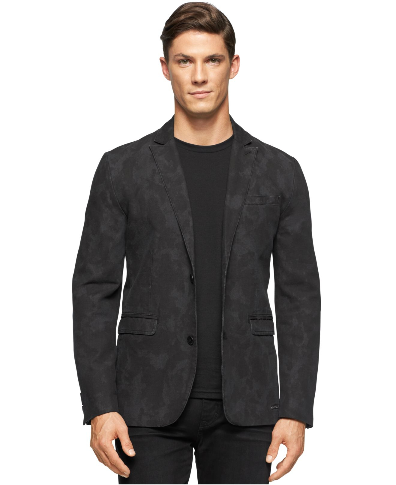 Calvin Klein Camo-print Blazer in Black for Men | Lyst