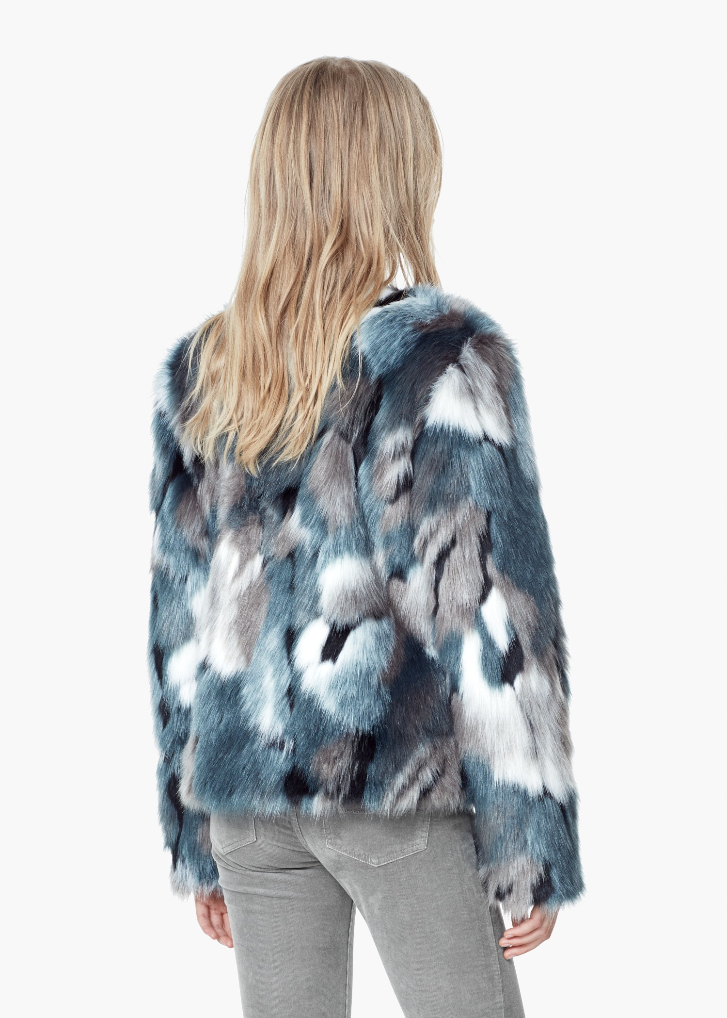 mango blue fur coat
