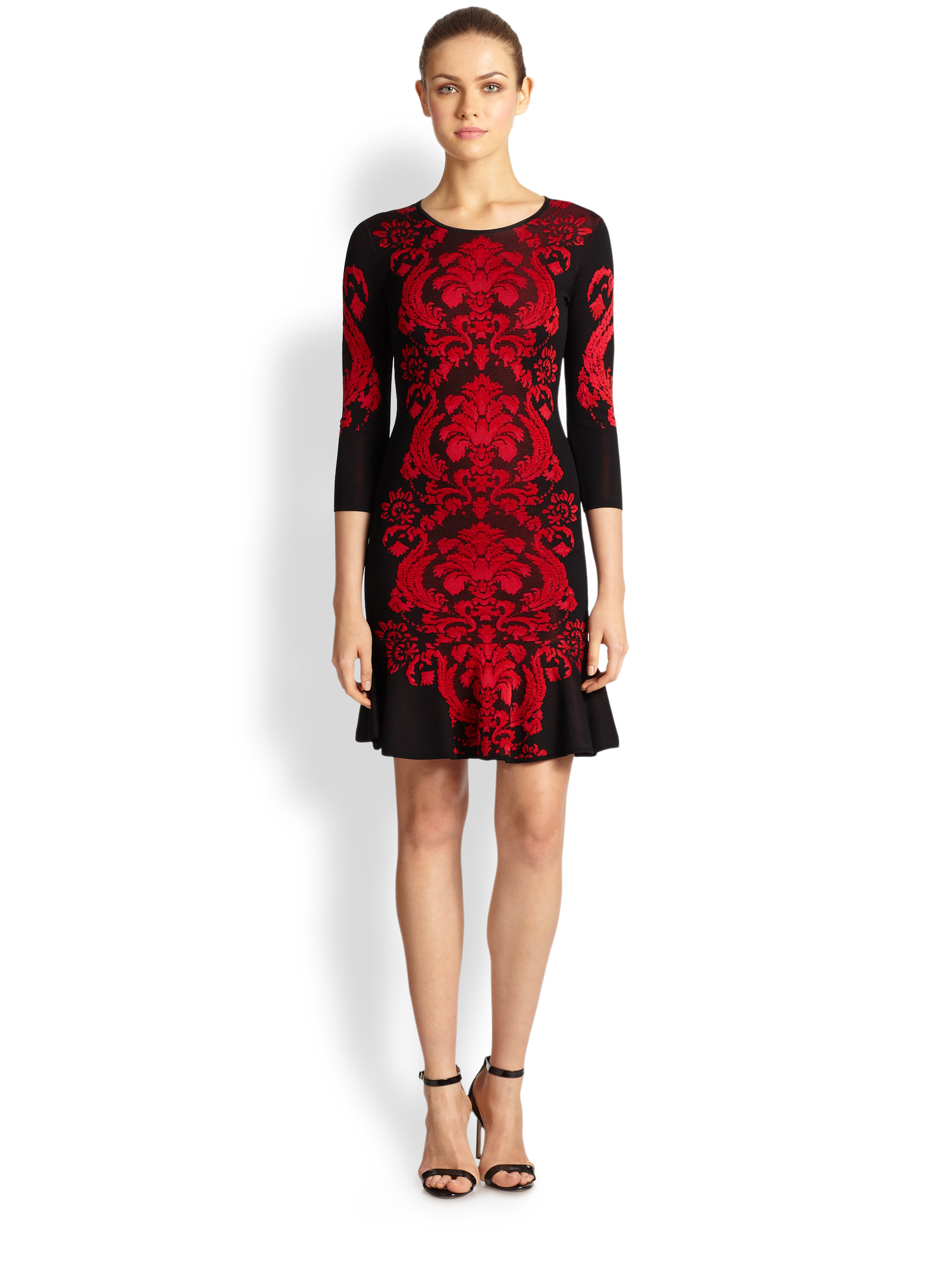Lyst - Roberto Cavalli Jacquard Knit Dress in Red
