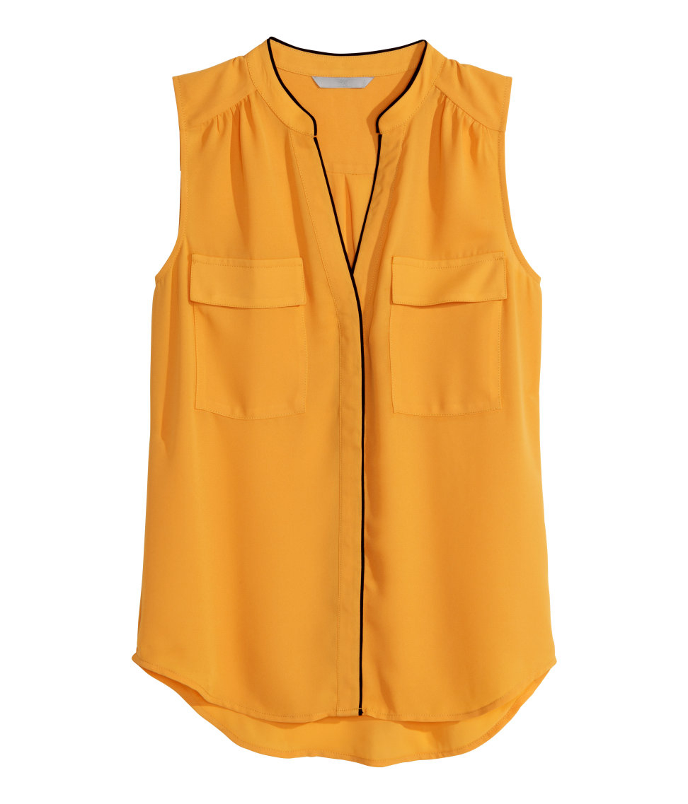 H&m Sleeveless Blouse in Yellow | Lyst