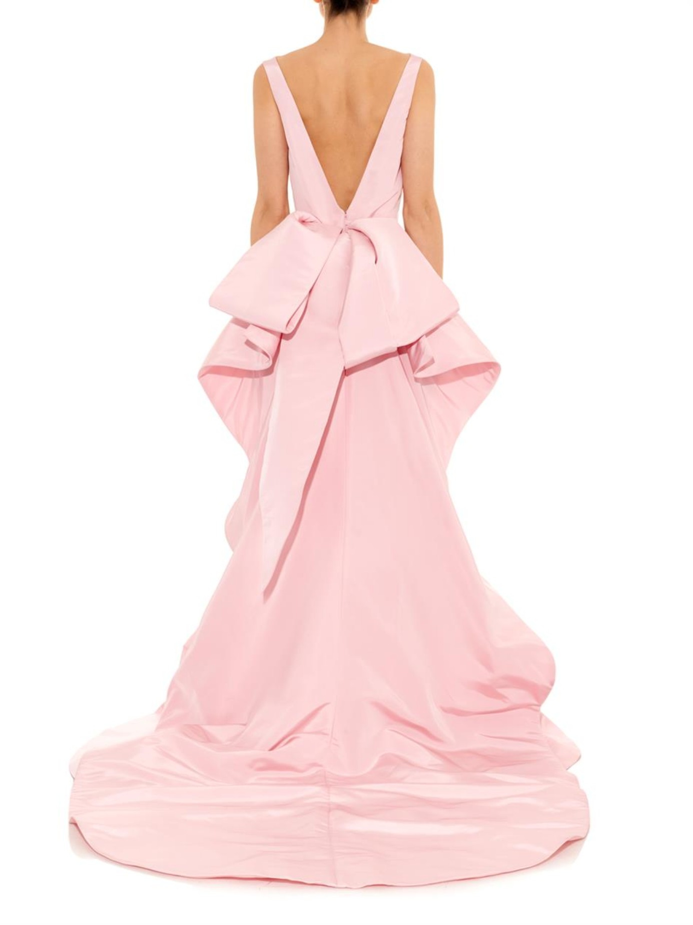 Oscar de la Renta Bow-Detail Silk Gown ...