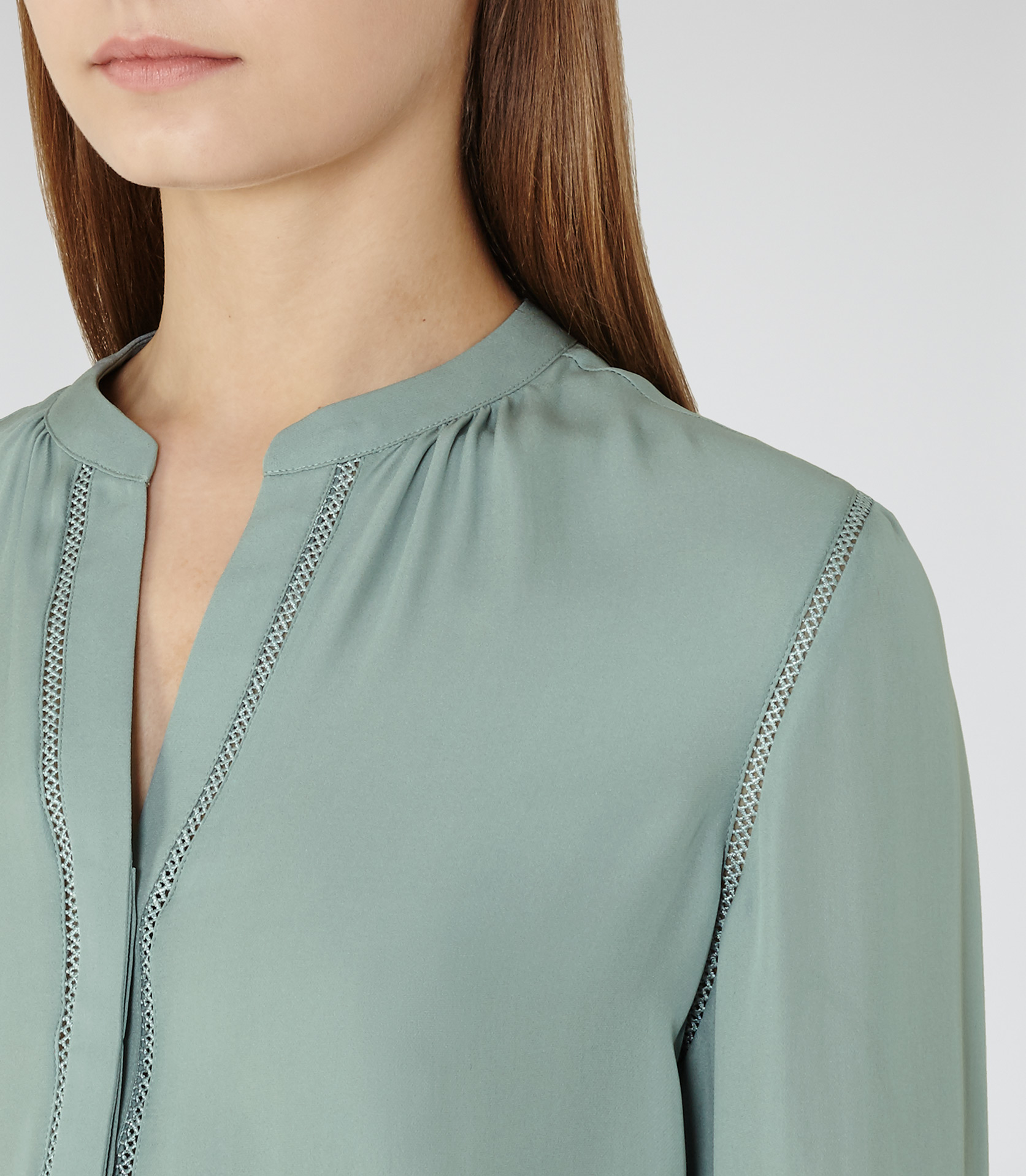 Reiss Wilson Silk Blouse in Sage (Green 