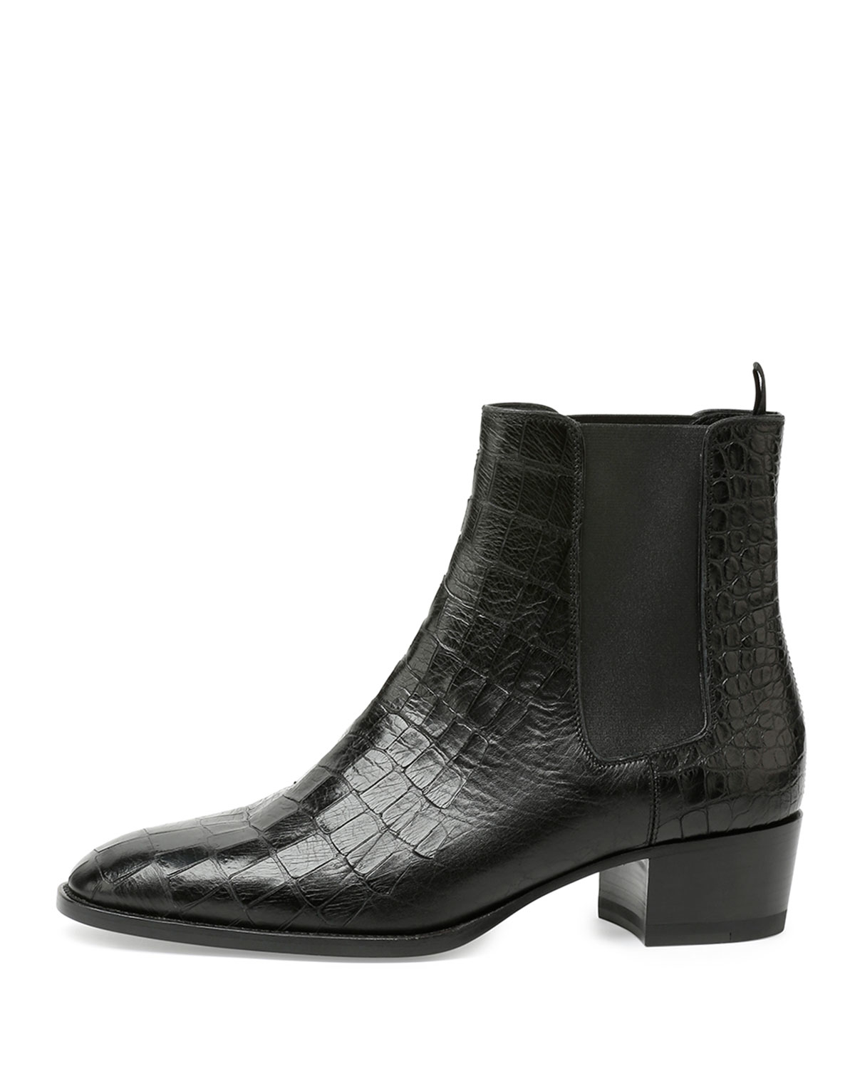 Saint Laurent Blake Croc-Embossed Leather Ankle Boot in Black - Lyst