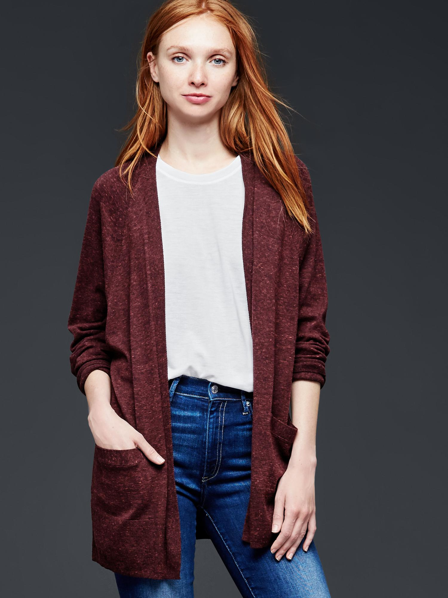 Gap Openfront Dolmansleeve Cardigan in Burgundy Heather (Red) Lyst