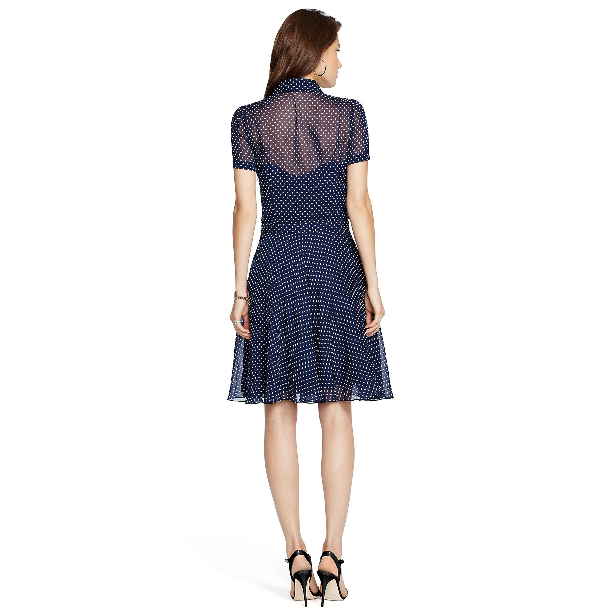Polo Ralph Lauren Polka dot Silk Georgette Dress in Blue Lyst