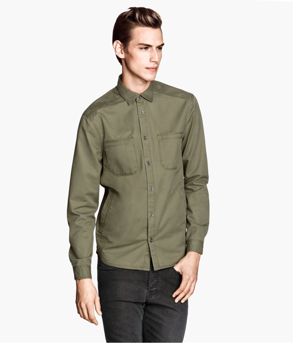 H\u0026M Shirt Jacket in Khaki Green 