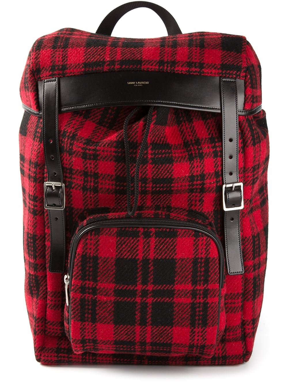 red plaid backpack