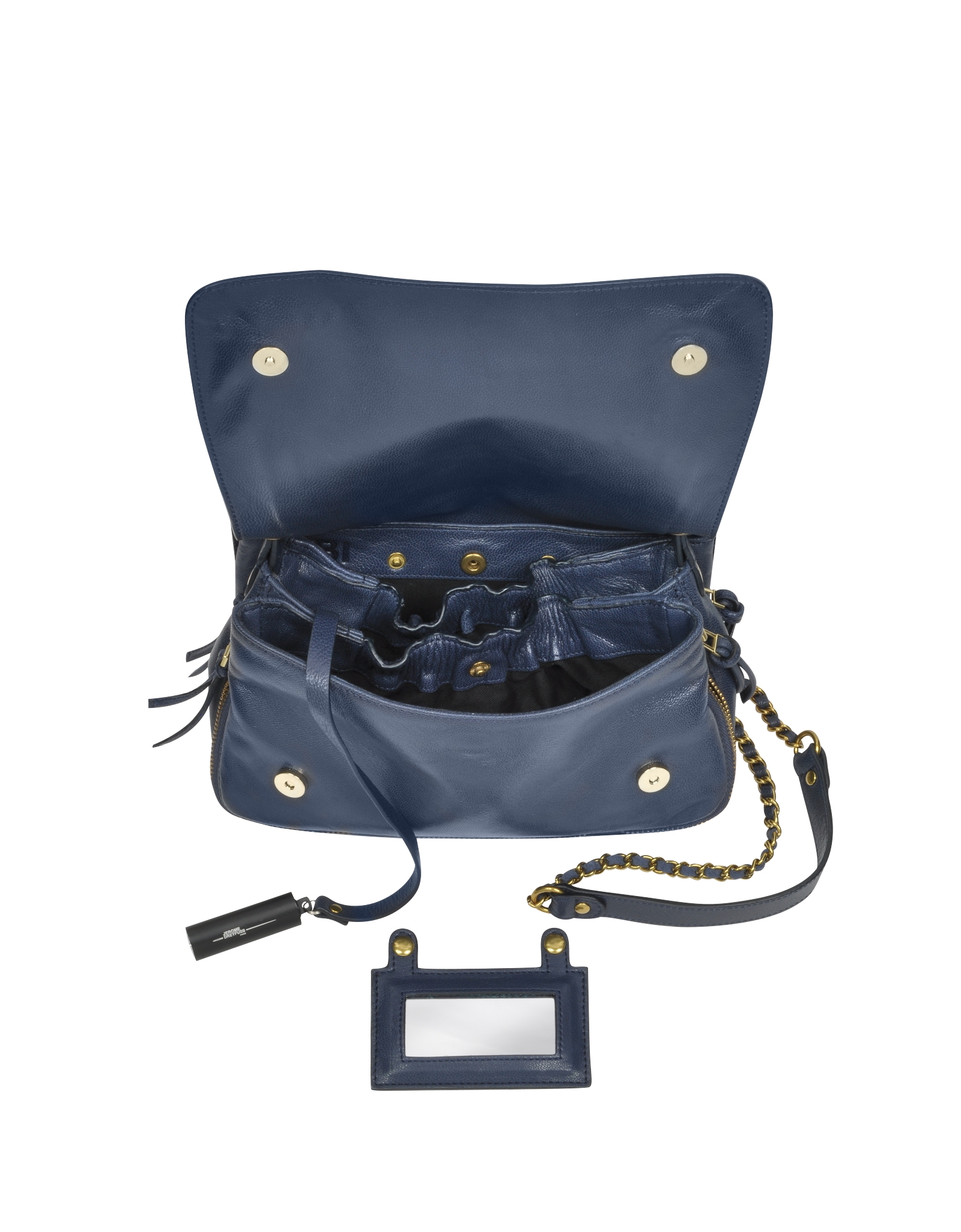 blue leather crossbody purse