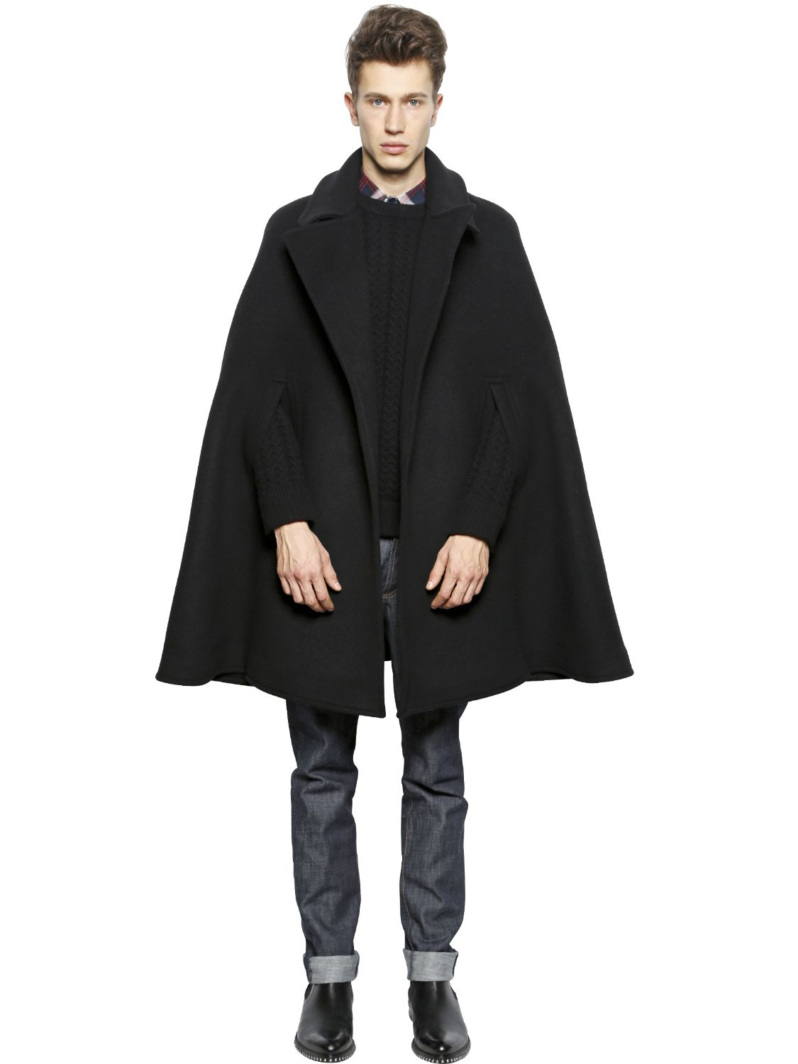Lyst - Givenchy Wool Felt Cape in Black for Men