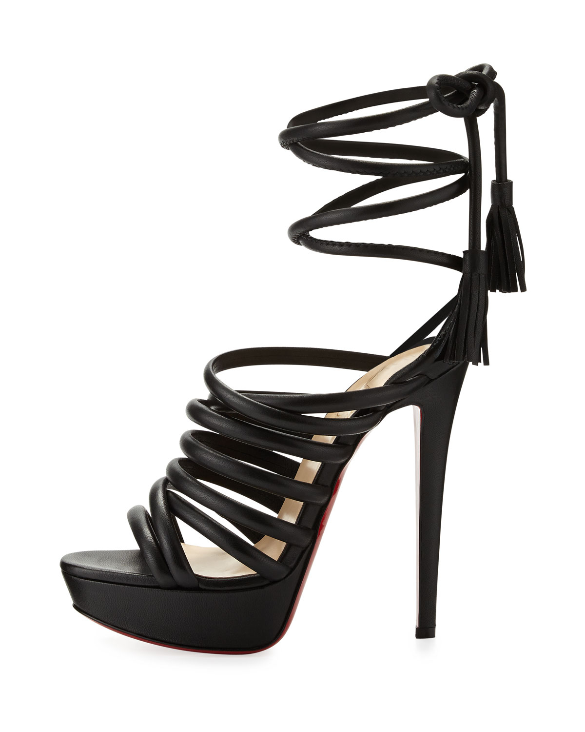 Christian louboutin Top Tina Platform Ankletie Sandal in Black | Lyst