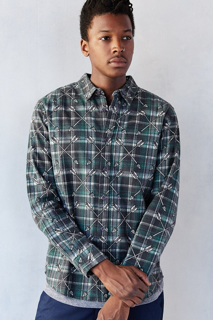 Stussy Arrows Plaid Long-Sleeve Button 
