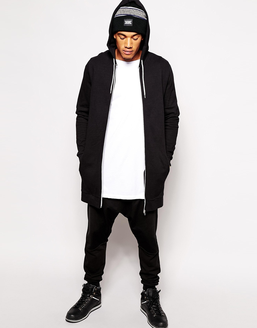 longline zip up hoodie mens