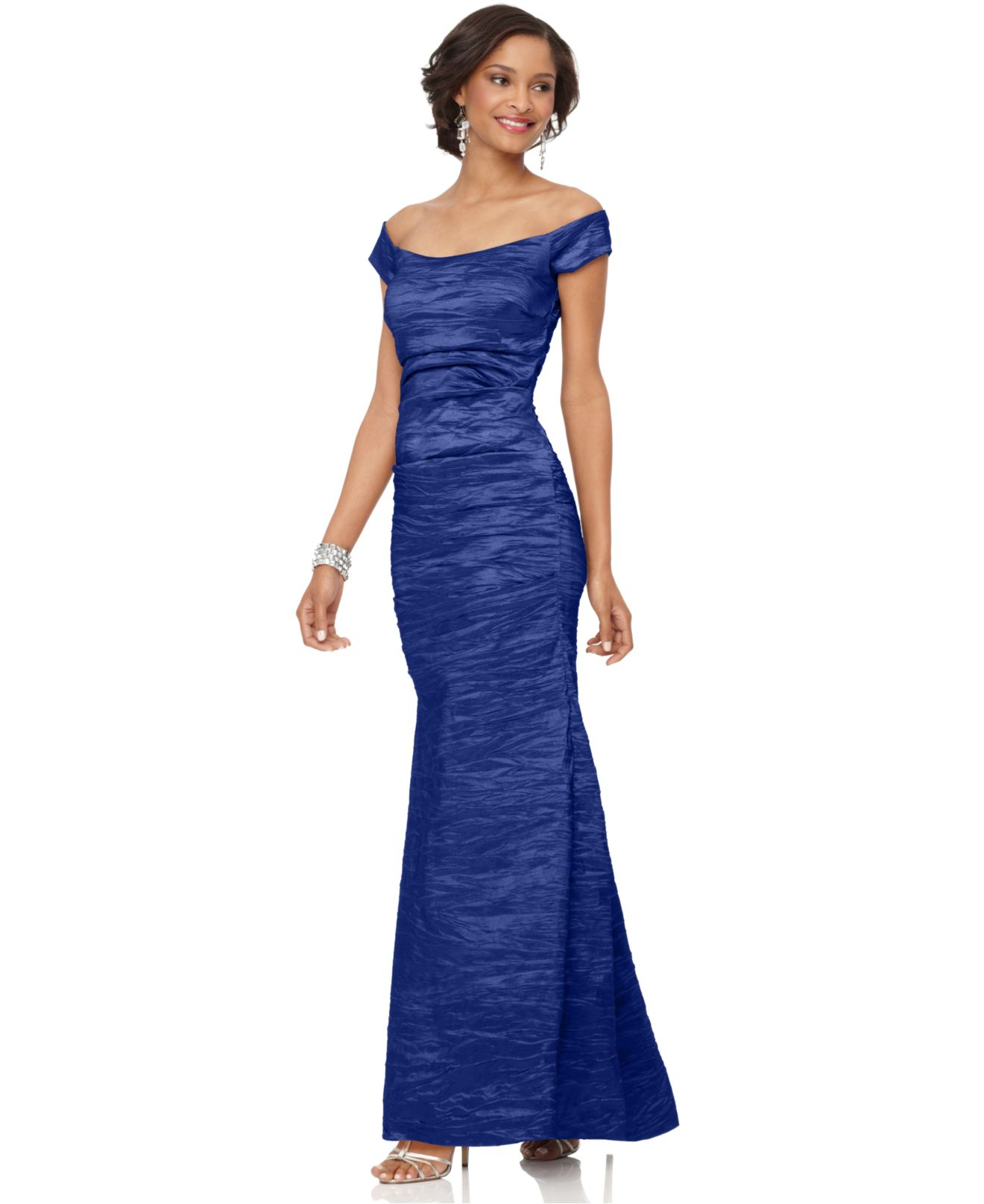 Alex Evenings Off-the-shoulder Taffeta Evening Gown in Blue | Lyst