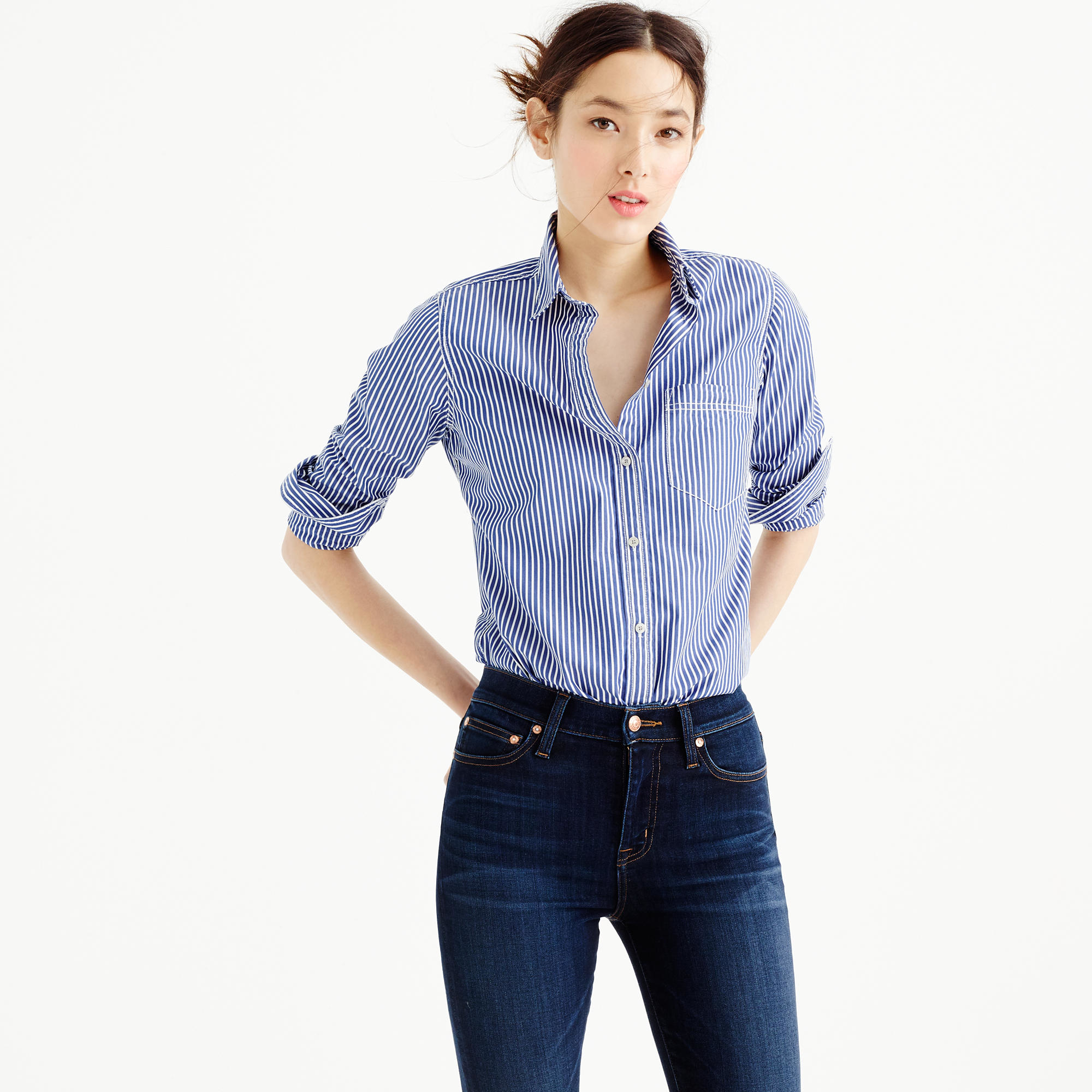 j crew blue and white striped shirt