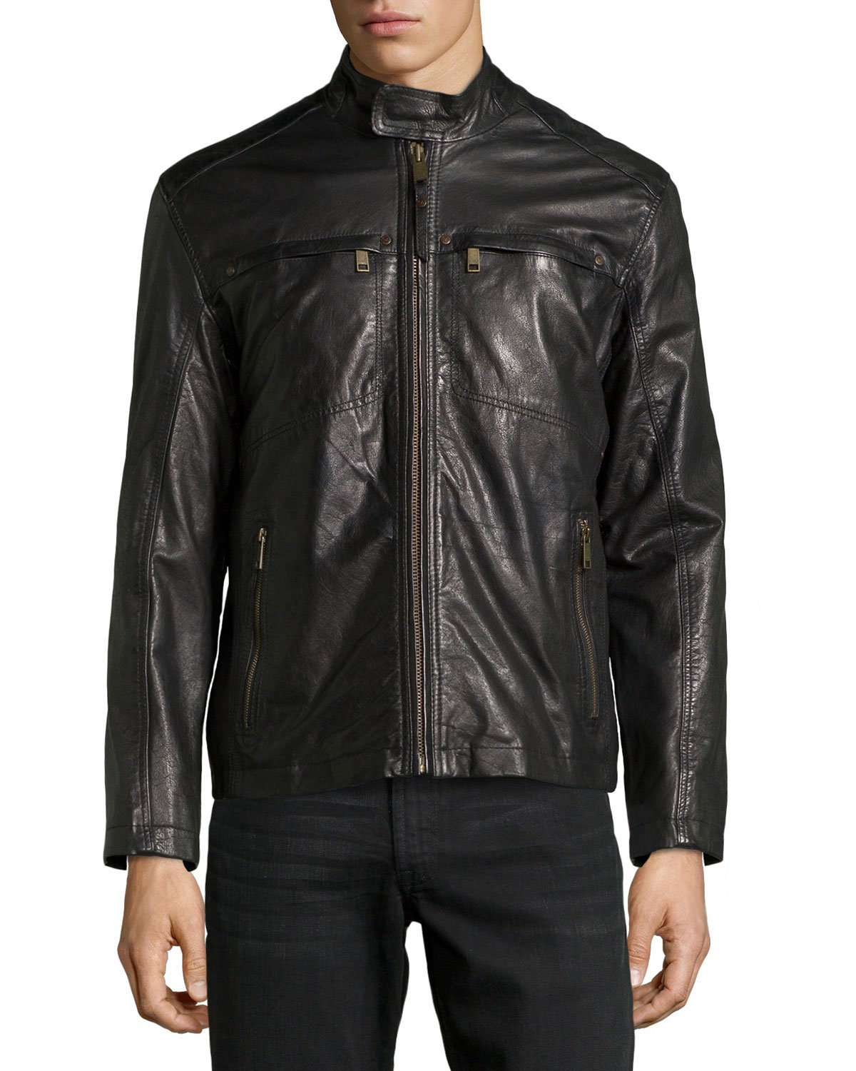 Marc New York By Andrew Marc Vine Double Zip Leather Jacket Black ...