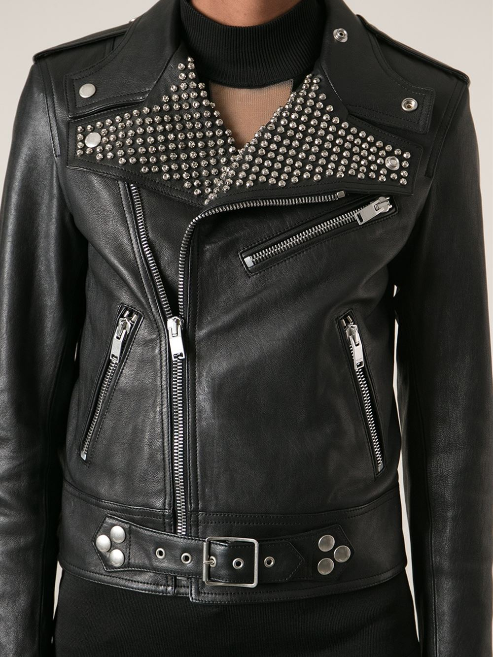 saint laurent studded leather jacket
