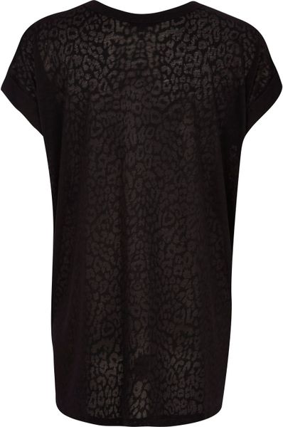 River Island Black Leopard Print Burnout Oversized Tshirt in Black | Lyst
