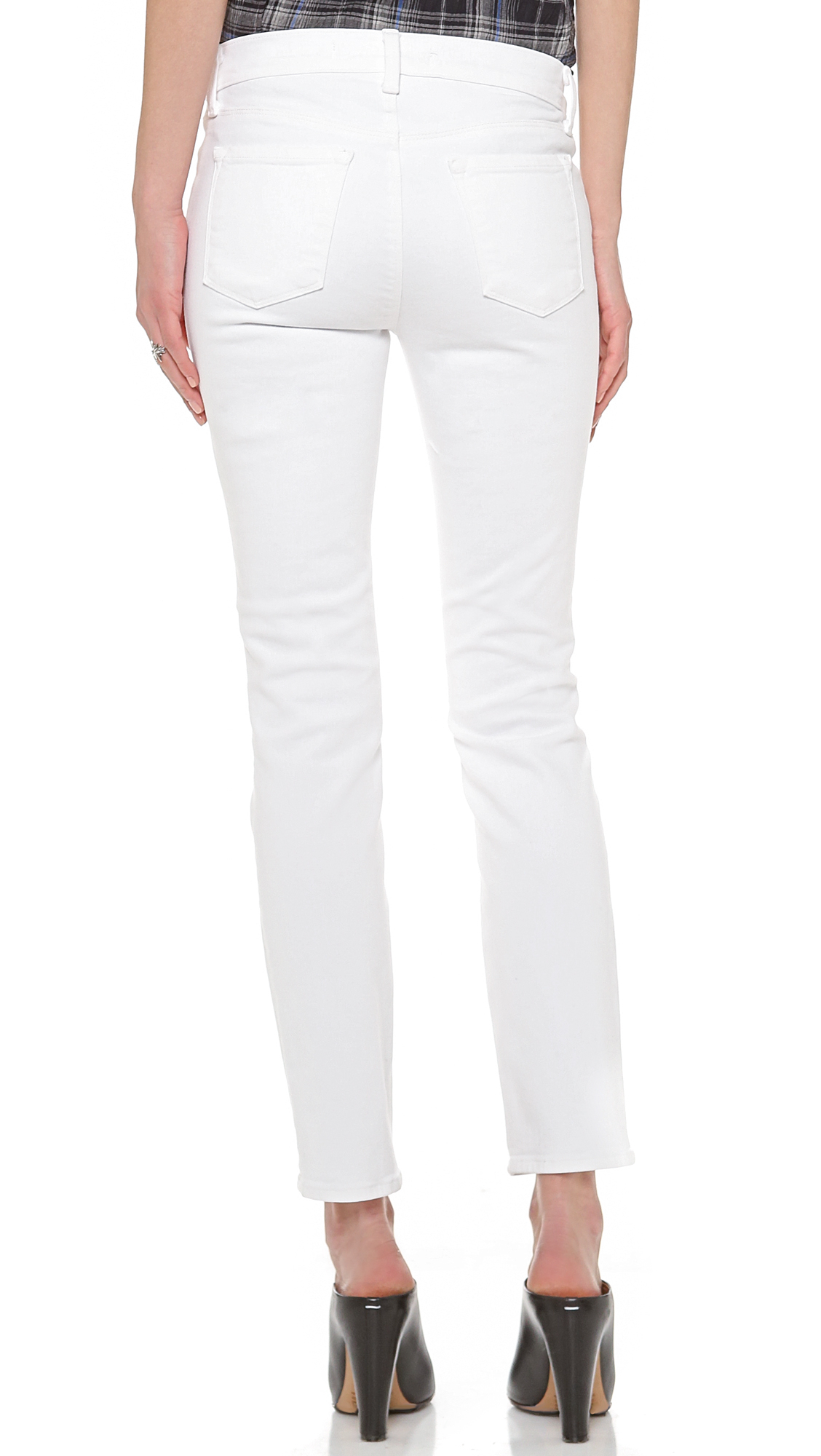 J Brand Mid Rise Cropped Rail Jeans 