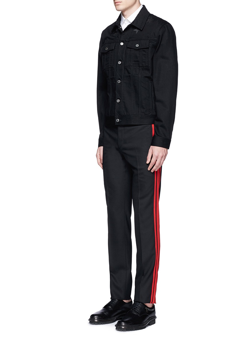 black pants red stripe mens