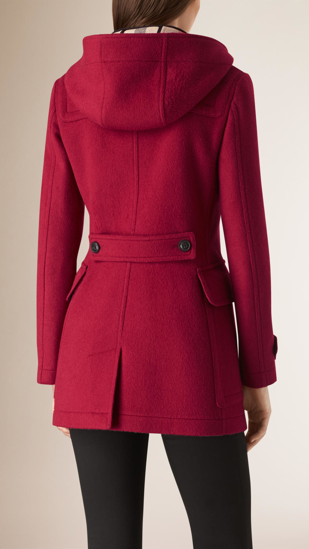 Burberry Fitted Wool Duffle Coat in Claret Pink (Pink) Lyst