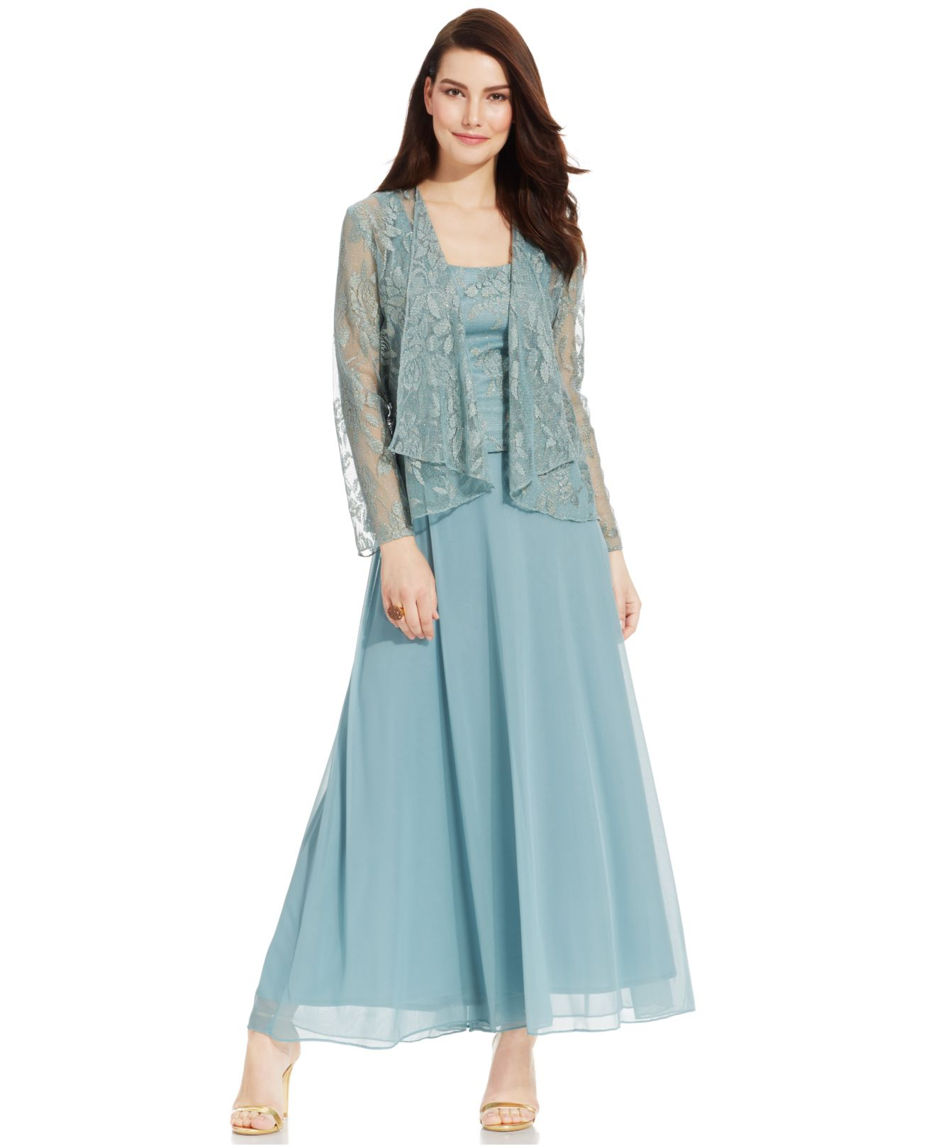 sleeveless gown with jacket