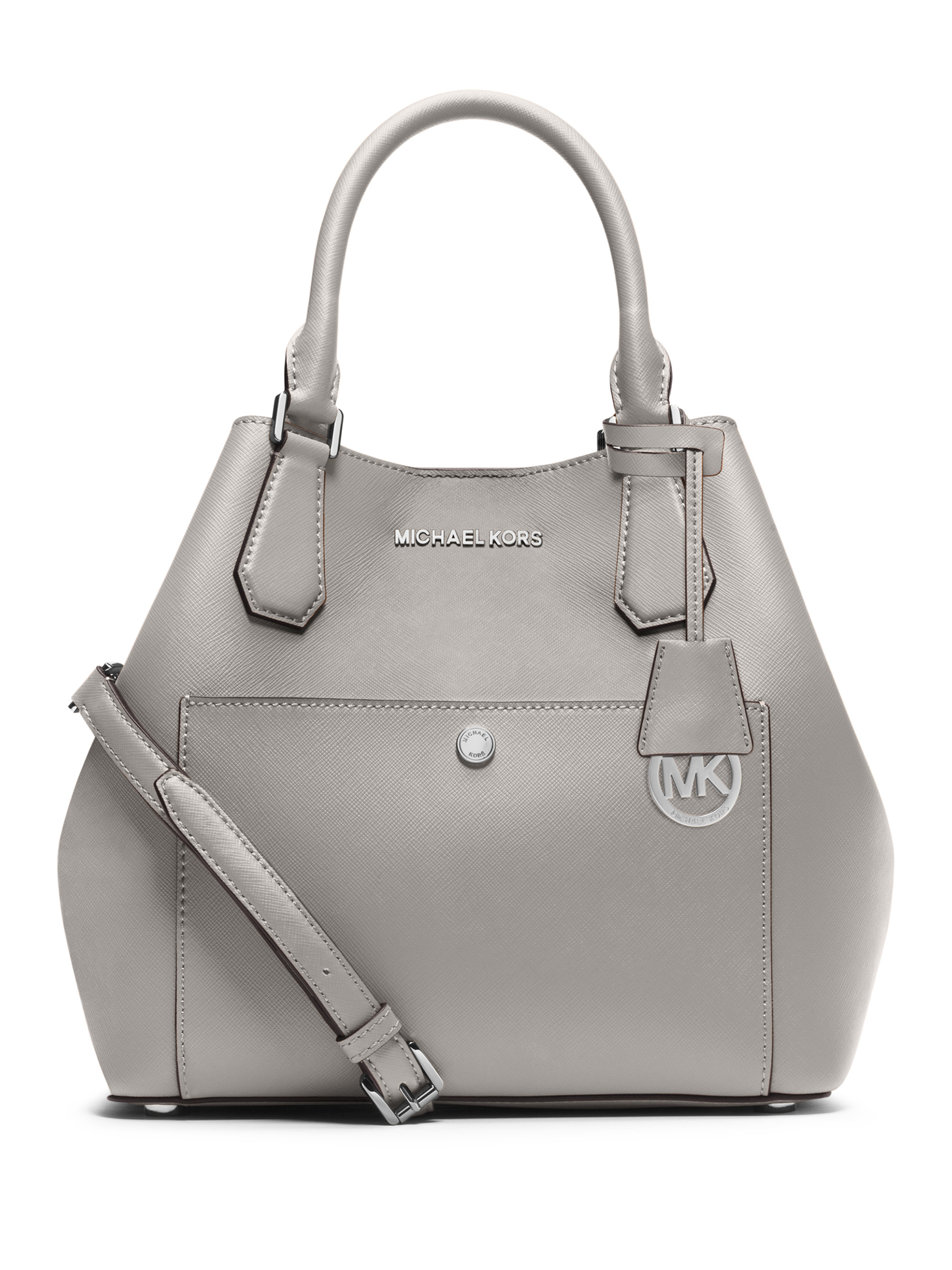 Michael michael kors Saffiano Leather Grab Bag in Gray | Lyst