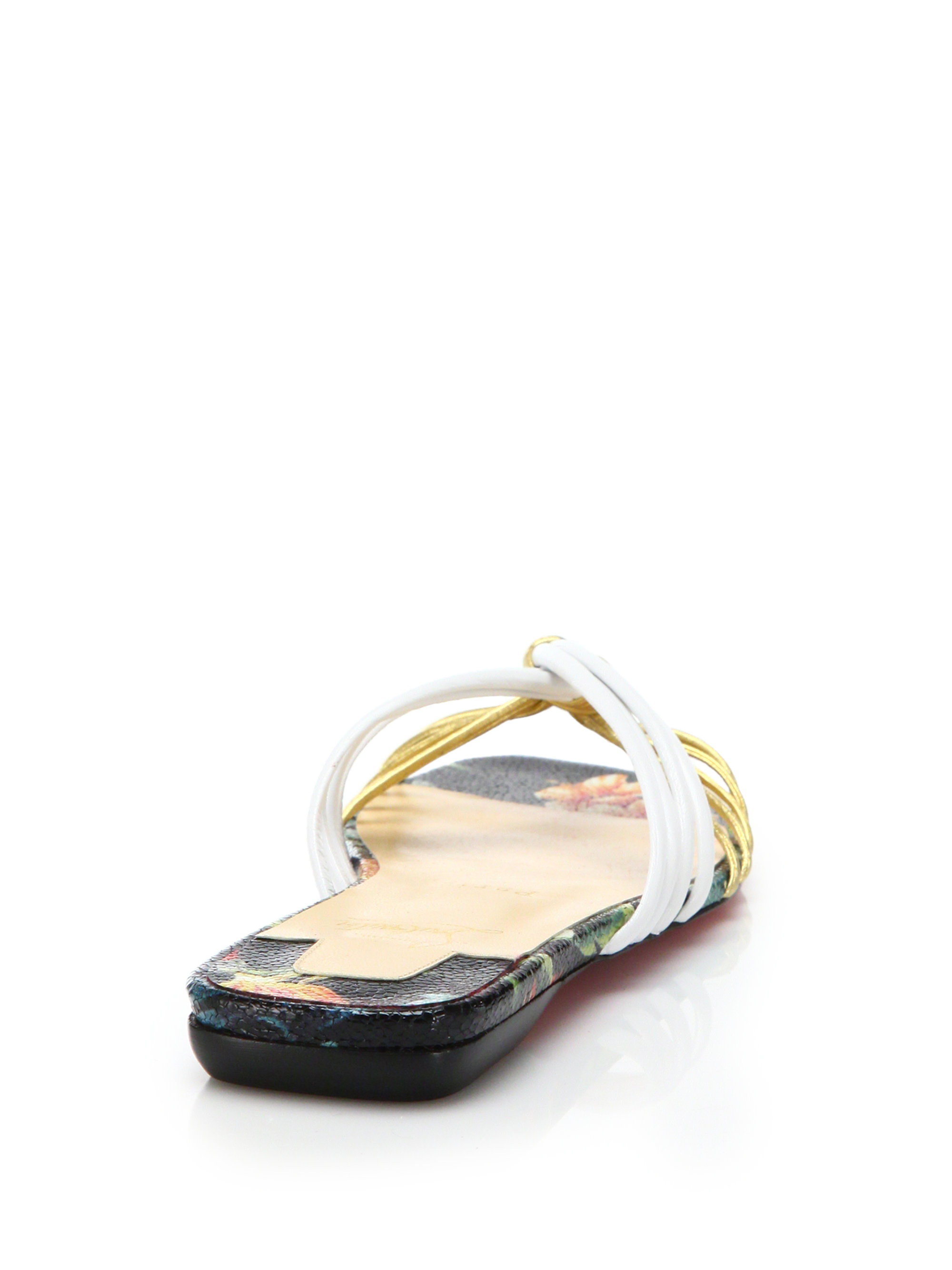 mens red bottom dress shoes - Christian louboutin Strappy Metallic Leather Flat Sandals in ...