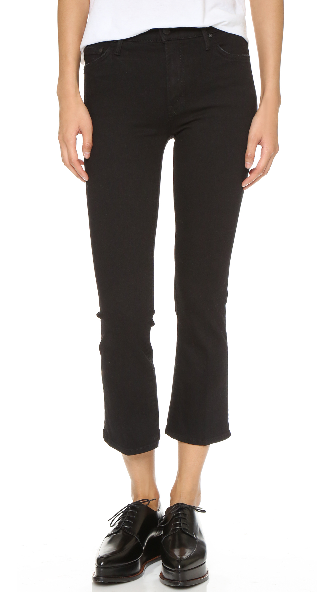 Mother The Insider Crop Jeans in Black | Lyst
