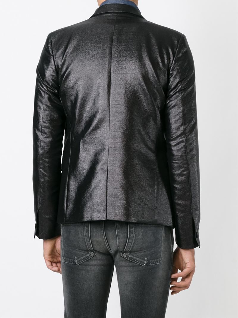 Lyst Diesel Black Gold Two Button Shiny Blazer in Black for Men