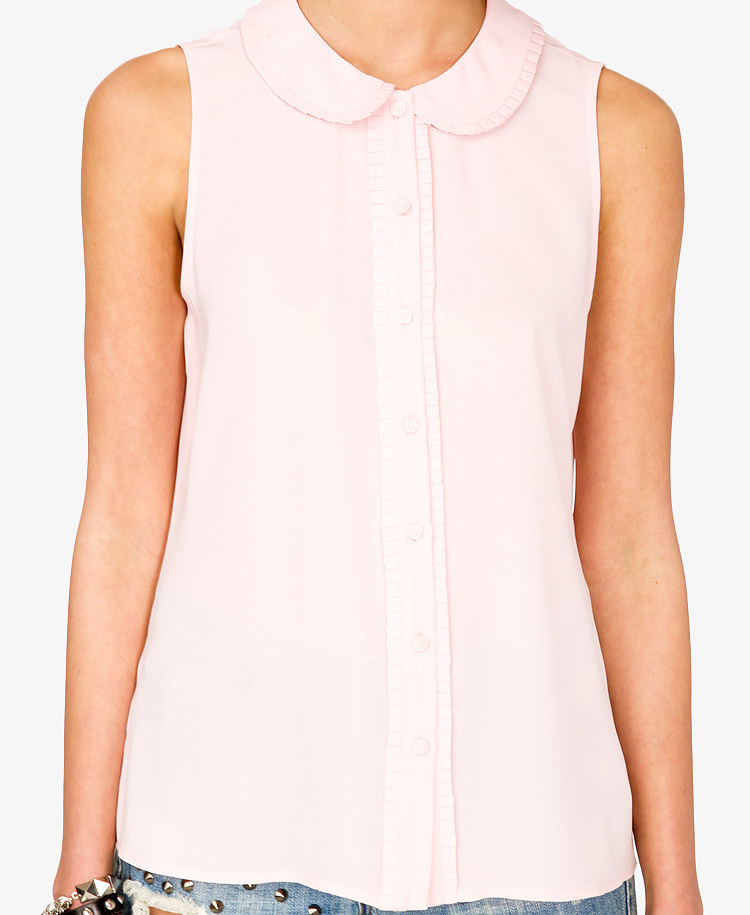 sleeveless peter pan collar shirt