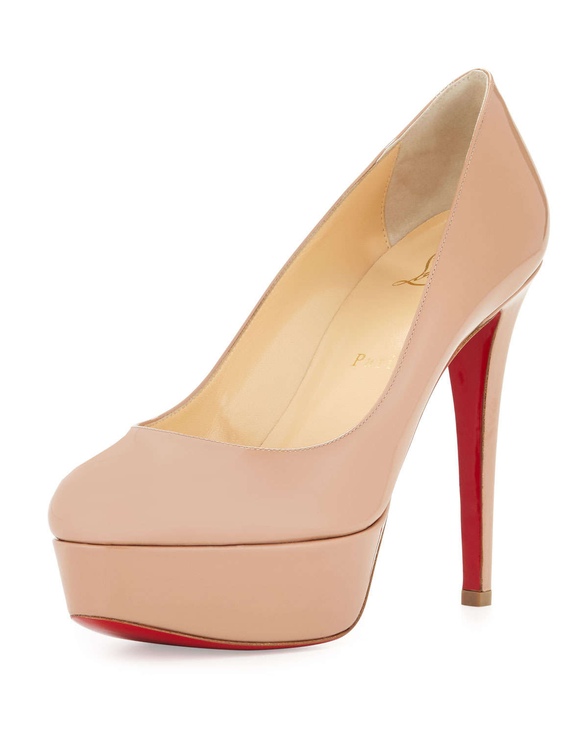 bianca patent leather platform red sole pump