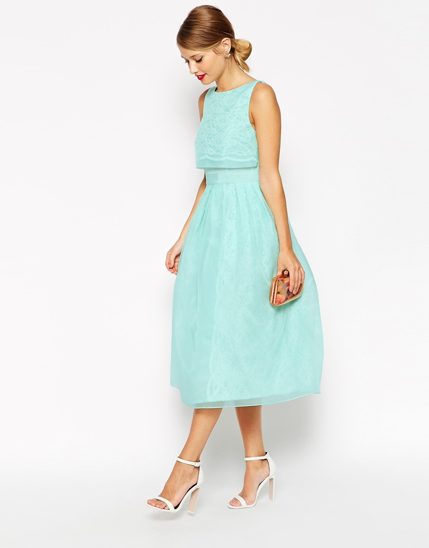  ASOS  Lace Crop Top Midi Prom  Dress  in Green Lyst