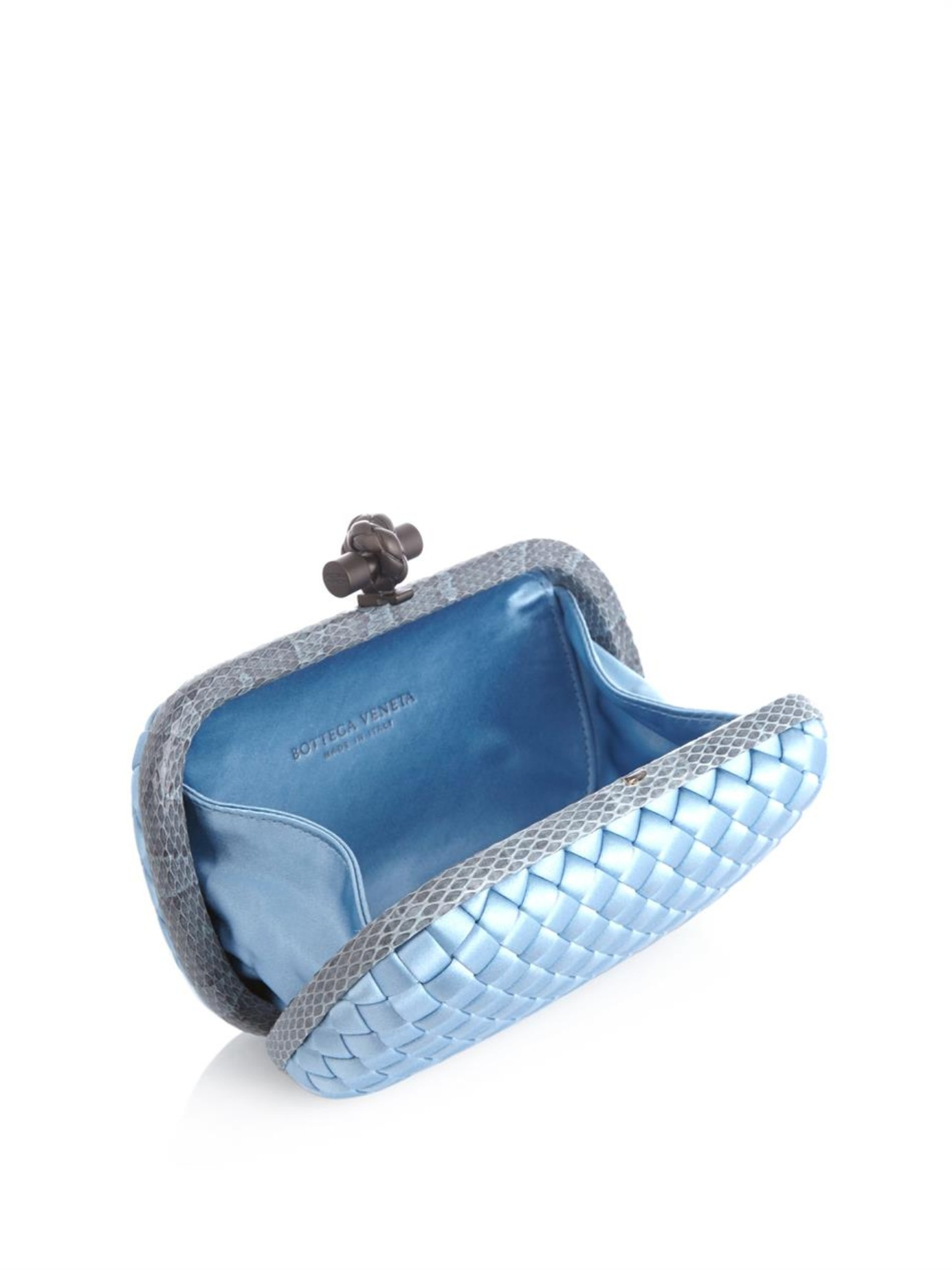Bottega Veneta Crocodile Knot Clutch - Blue Clutches, Handbags