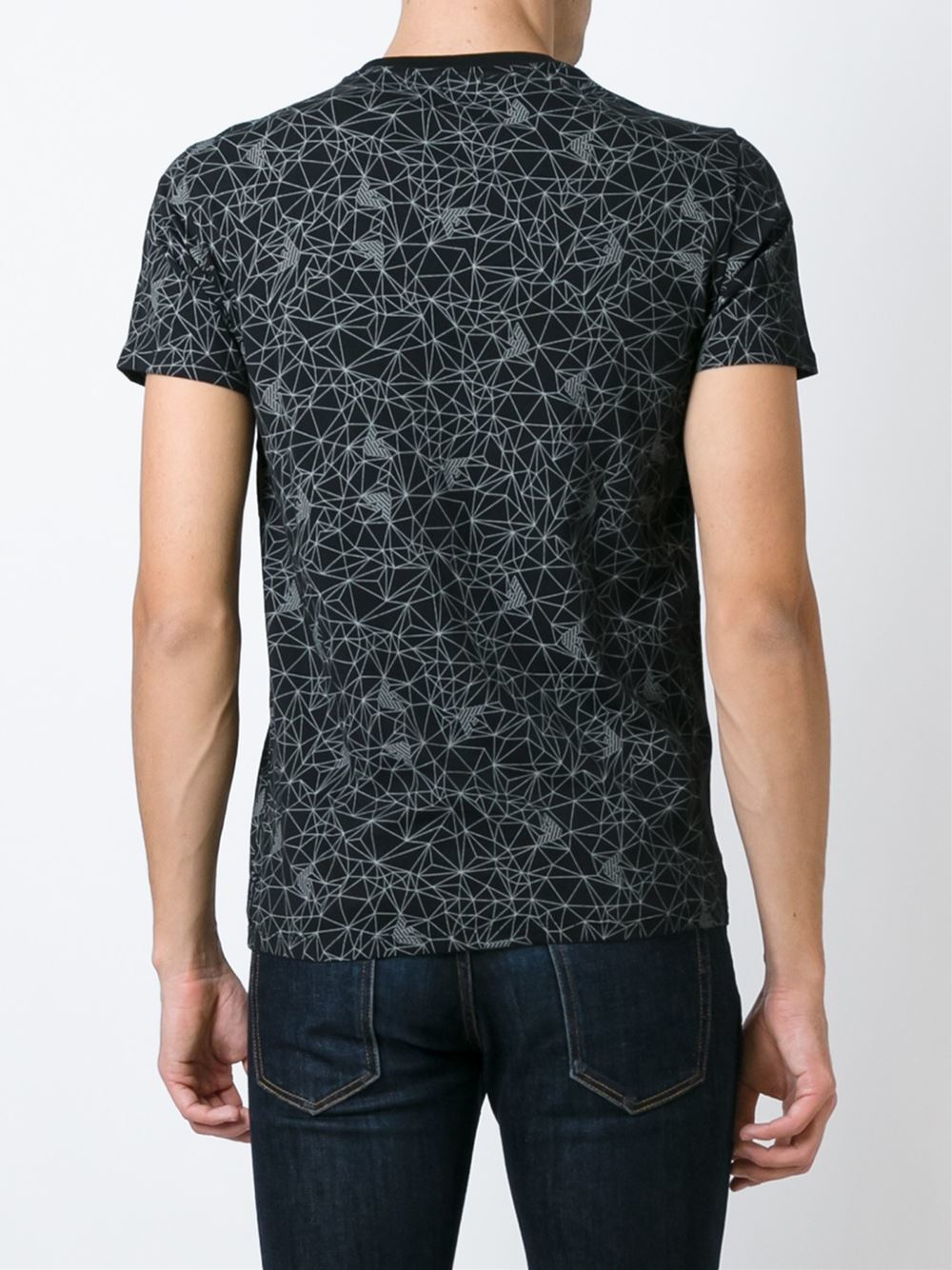 Armani Jeans Geometric Pattern T-shirt in Black for Men | Lyst