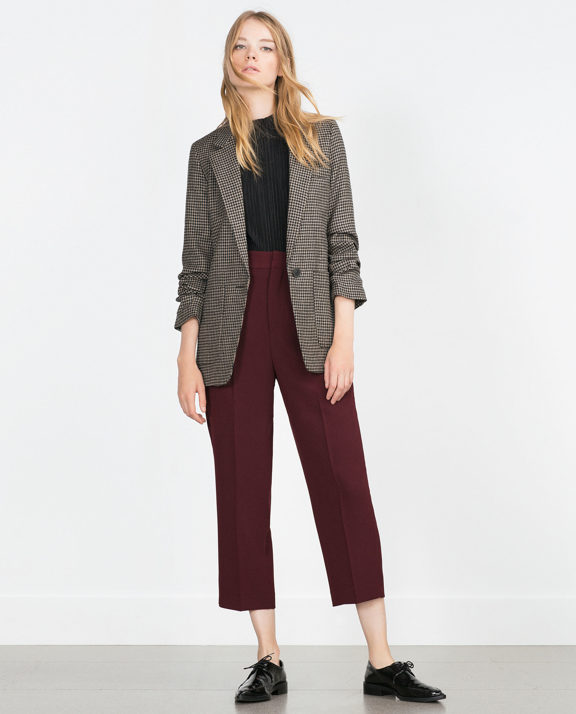 Zara Houndstooth Jacket in Natural Lyst