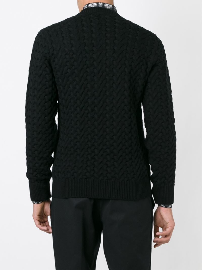 Dolce & Gabbana Wool Cable Knit Sweater in Black for Men - Lyst