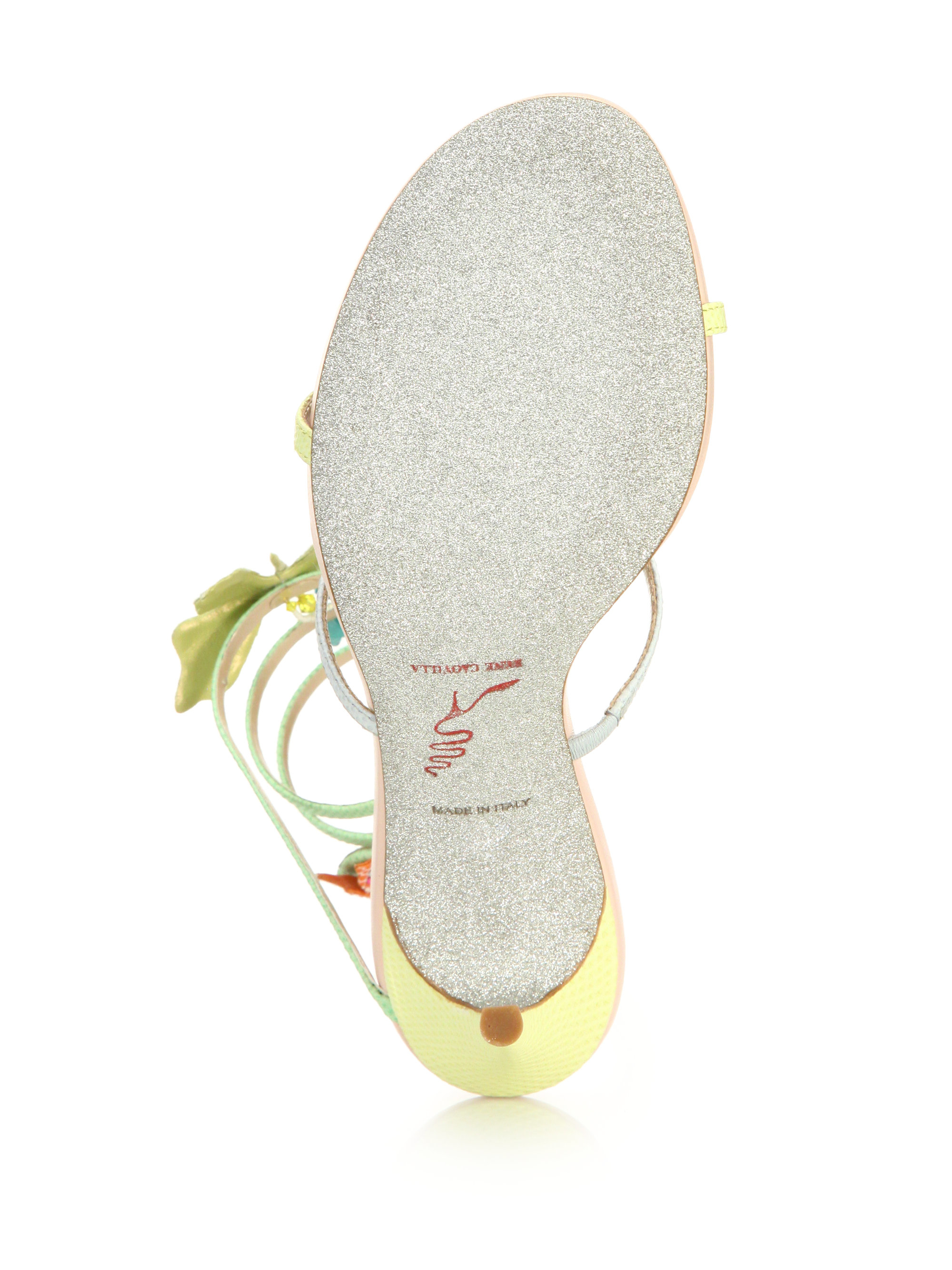Rene Caovilla Butterfly Ankle-wrap Snakeskin Leather Sandals | Lyst