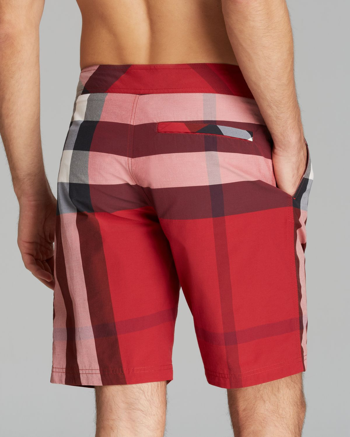 Burberry Brit Laguna Check Swim Trunks in Military Red (Red) for Men Lyst