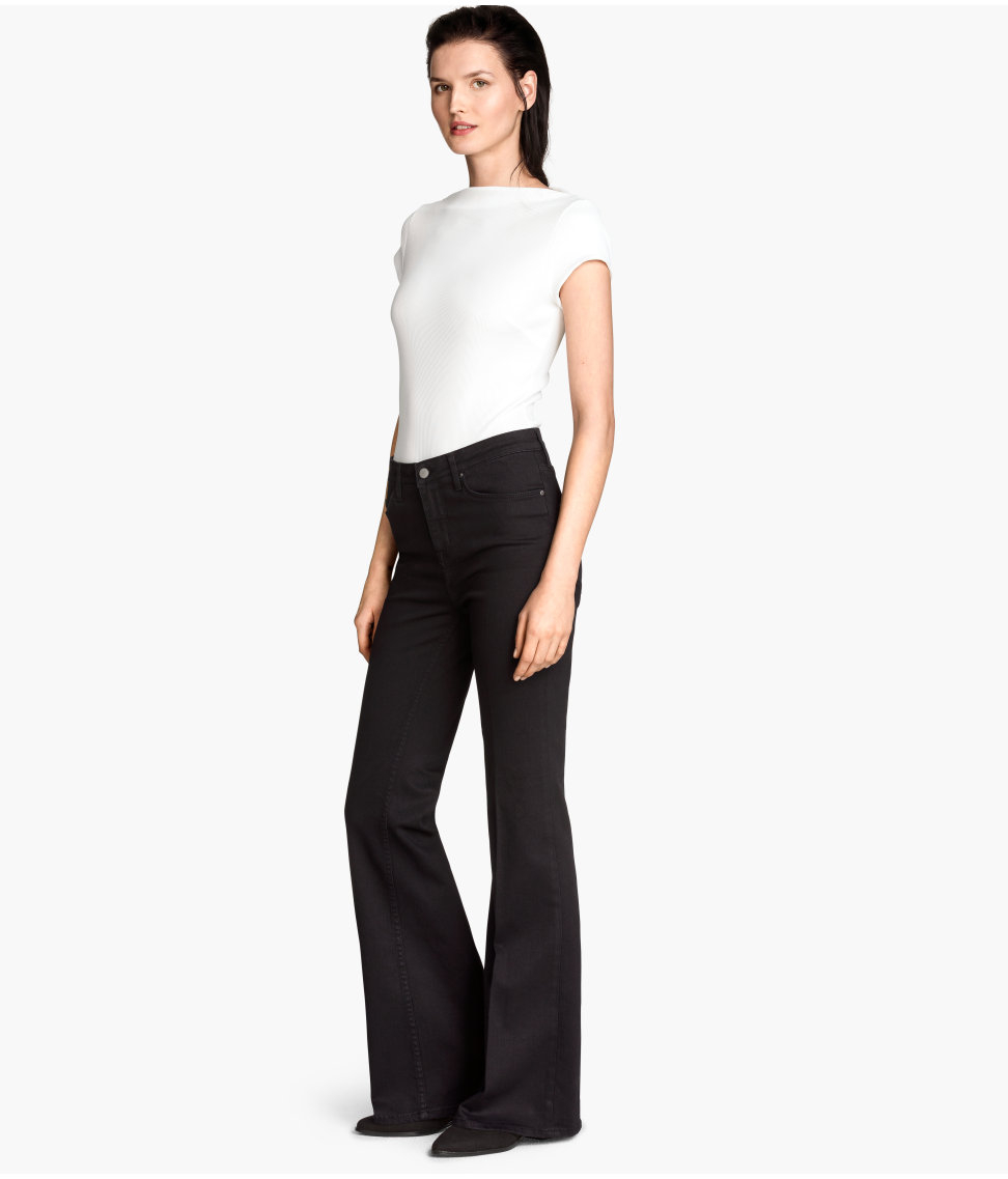 H&M Flared Jeans in Black | Lyst