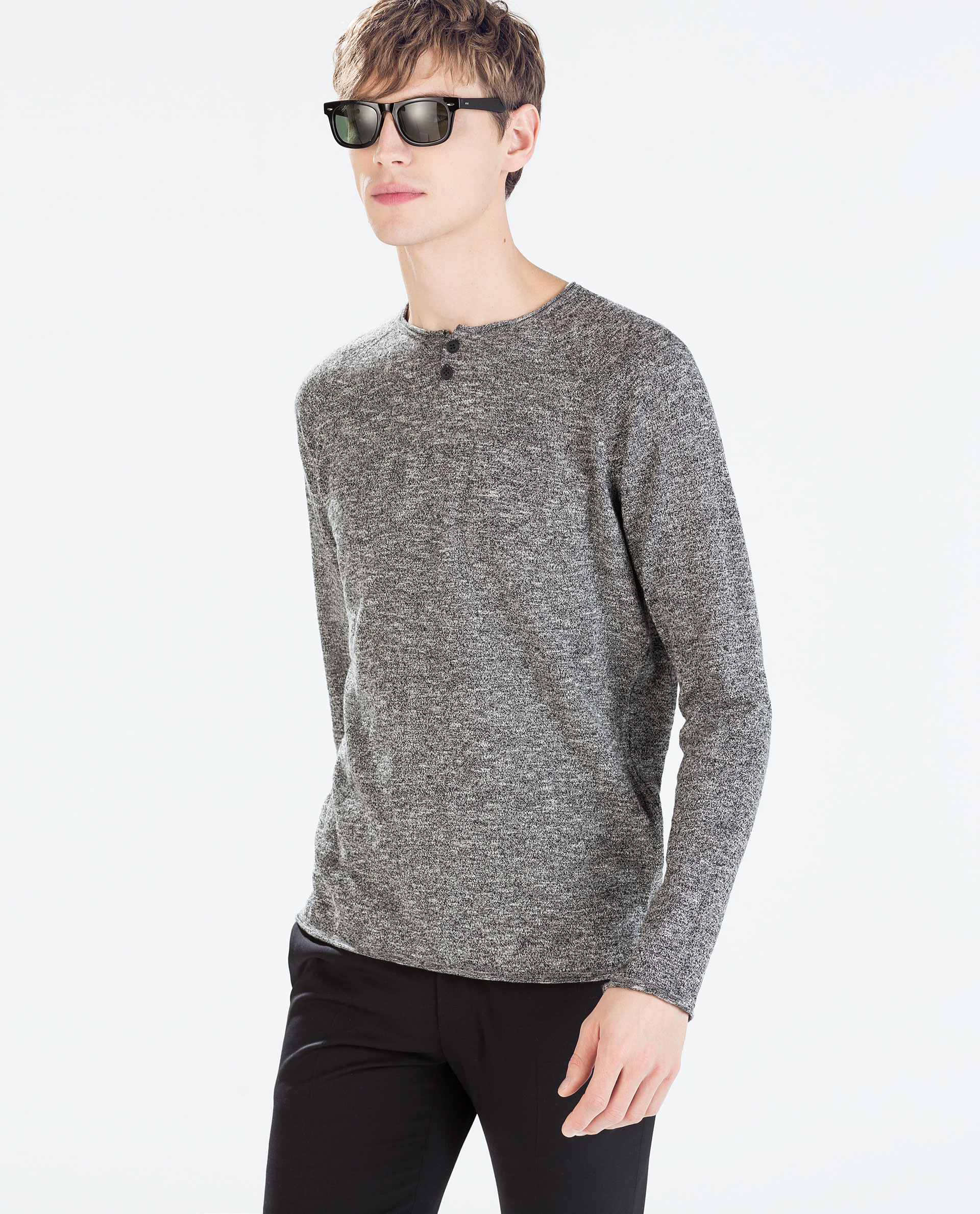 Zara Twist Knit Sweater in Gray for Men (Black) Lyst