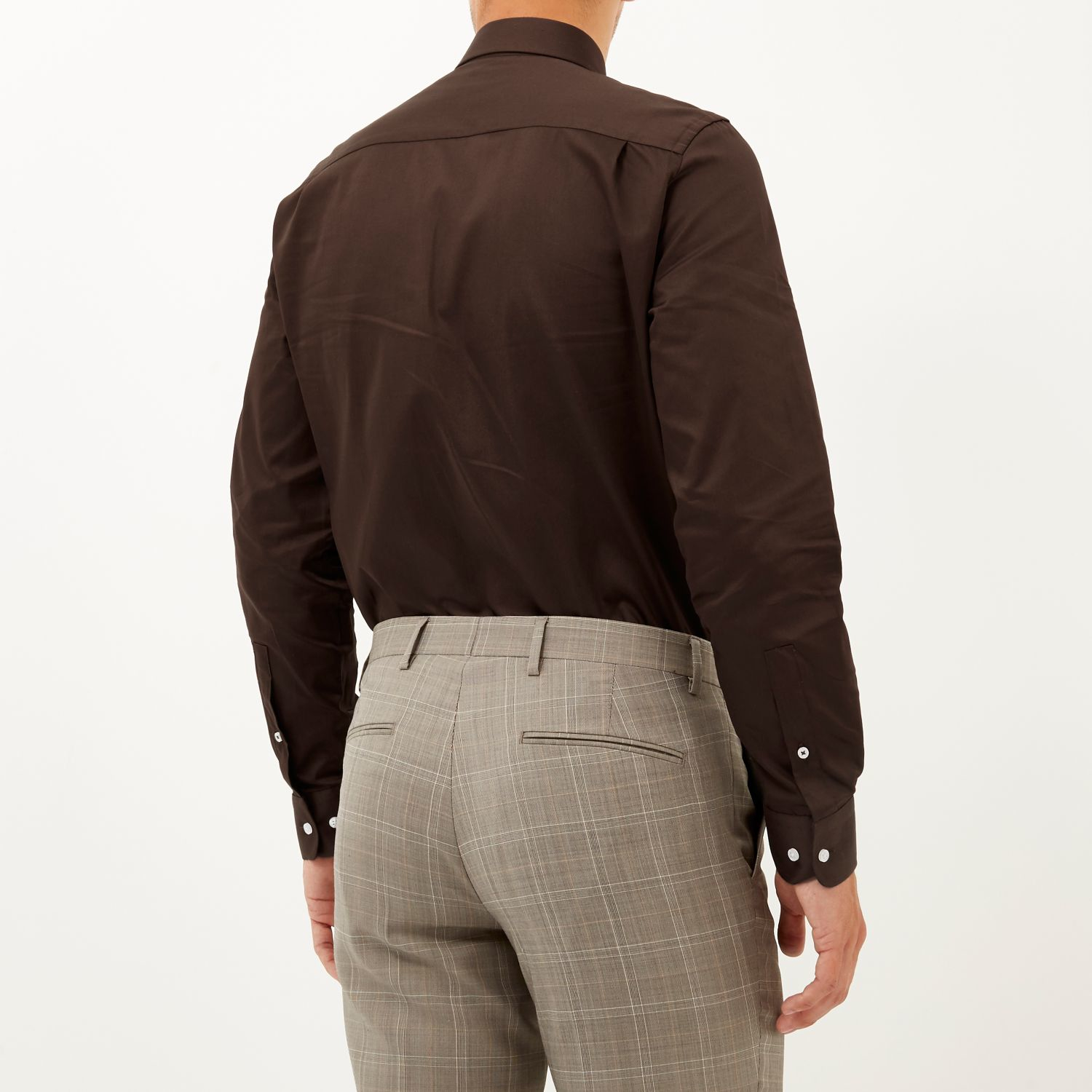 River Island Cotton Chocolate Brown Long Sleeve Shirt for Men | Lyst